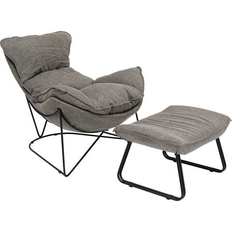 Sillón con Taburete Snuggle gris (2 piezas)