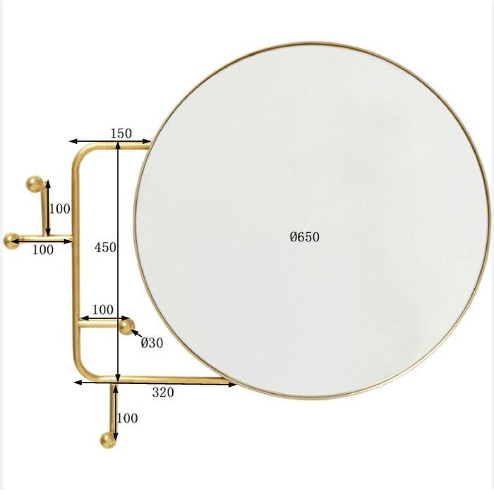 Wandgarderobe Tristan Mirror Ø65cm