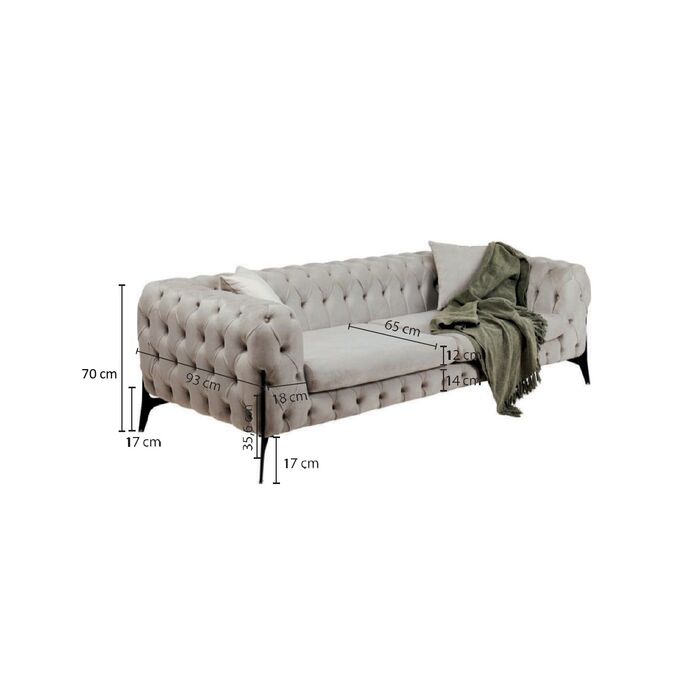 Sofa Bellissima 2-Sitzer Velvet Grün 200cm