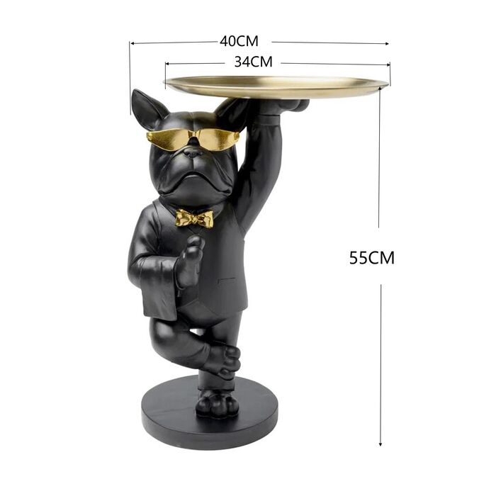 Beistelltisch Cool Bulldog Tray Schwarz 34x55cm