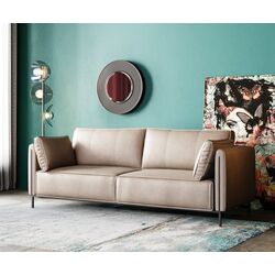 86943 - Sofa 3-Seater Victor Leather Grey 233cm