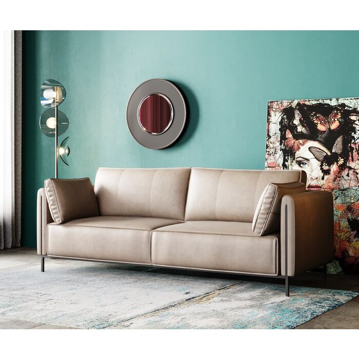 Sofa 3-pl Victor piel gris 233cm