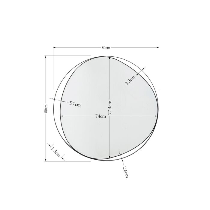 Wandspiegel Bonita Schwarz Ø80cm