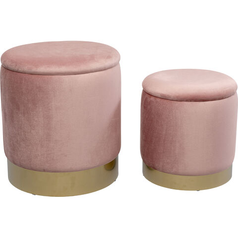 Tabouret Cherry Storage rose - laiton (2/Set)