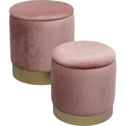 Tabouret Cherry Storage rose - laiton (2/Set)