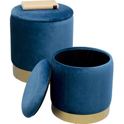 Stool Cherry Storage Blue Brass (2/Set)