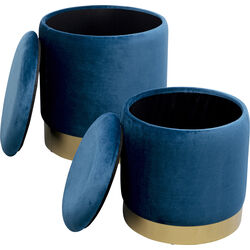 Tabouret Cherry Storage bleu laiton (2/Set)