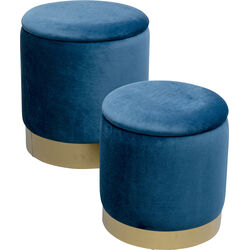 Tabouret Cherry Storage bleu laiton (2/Set)