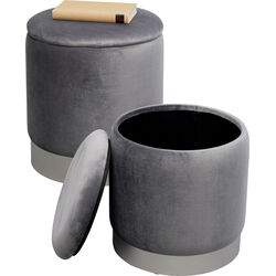 Tabouret Cherry Storage gris - argenté (2/Set)