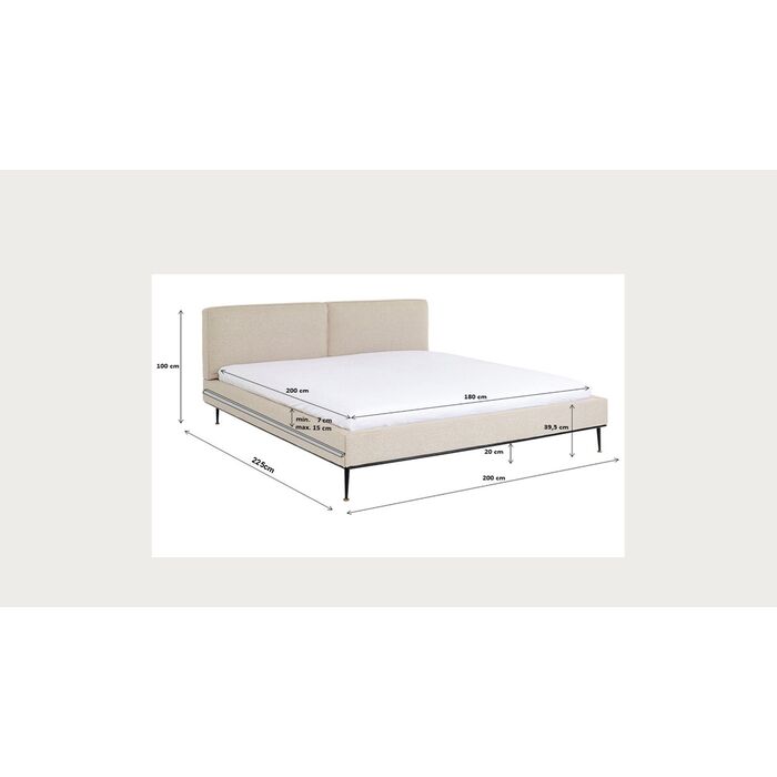 Bett East Side Cord Grau 180x200cm