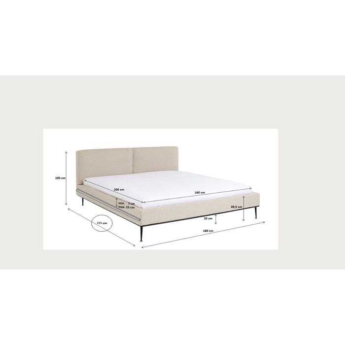 Bett East Side Cord Grau 160x200cm