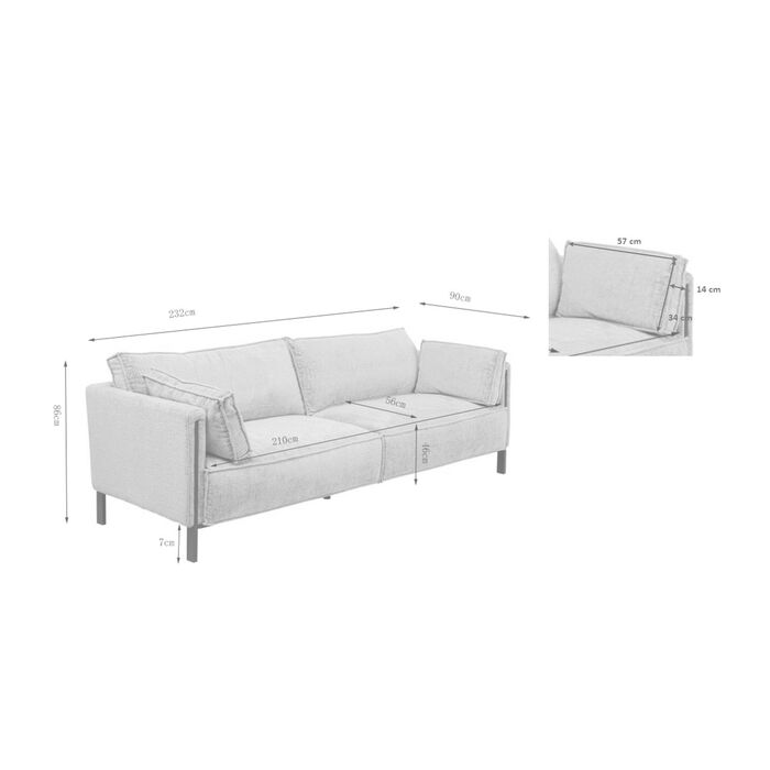 Sofa 3-Sitzer Victor Beige 233cm