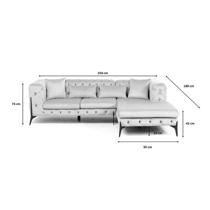 Ecksofa Bellissima Velvet Taupe Links