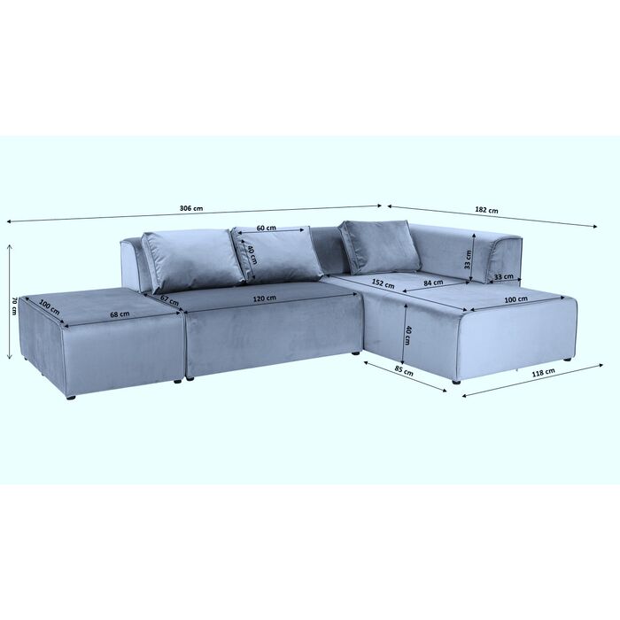Ecksofa Infinity Ottomane Cord Grau Links