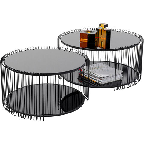 Mesa centro Wire Double Negro (2/Set)