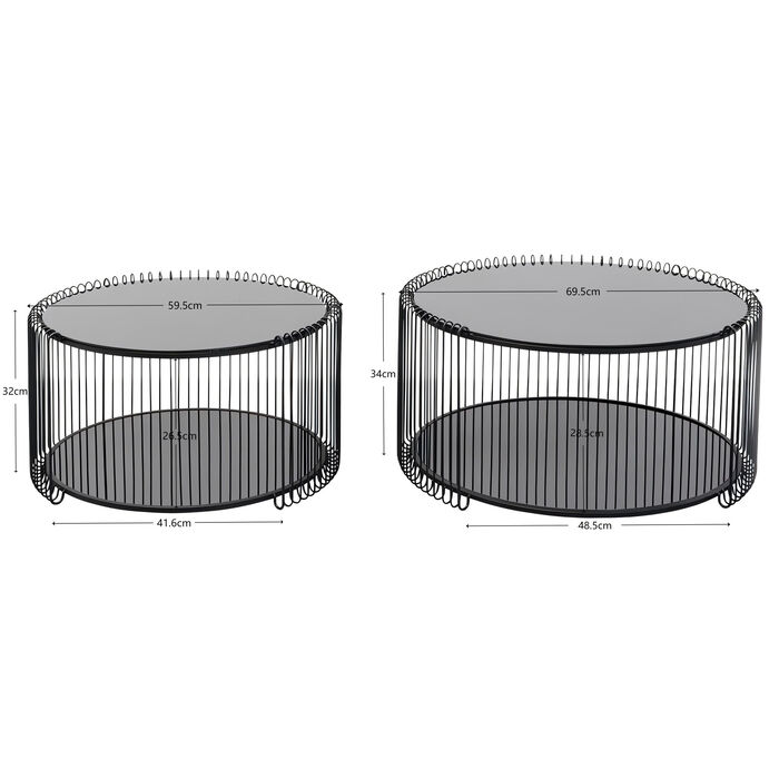 Couchtisch Wire Double Schwarz (2/Set)