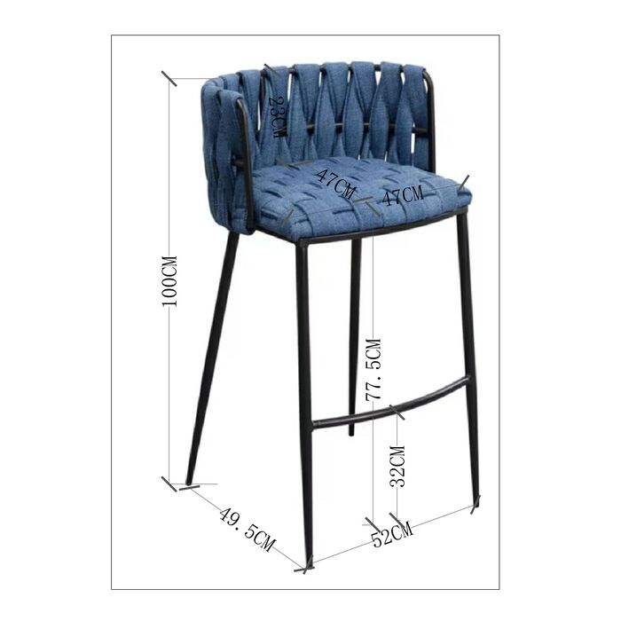 Barstuhl Saluti Blau 77cm