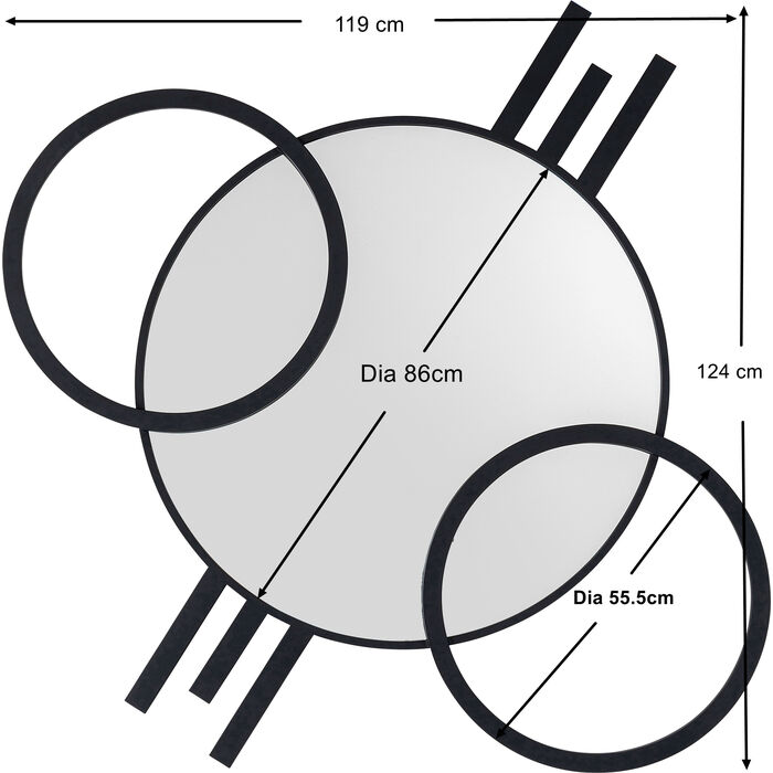Wandspiegel Triple Circle 124x119cm