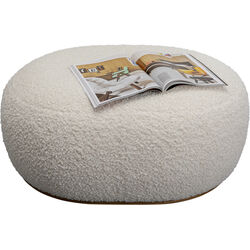 Pouf Pebble bouclé blanc 81cm