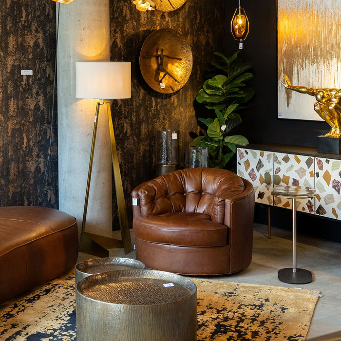 Swivel Armchair Music Hall Leather Brown