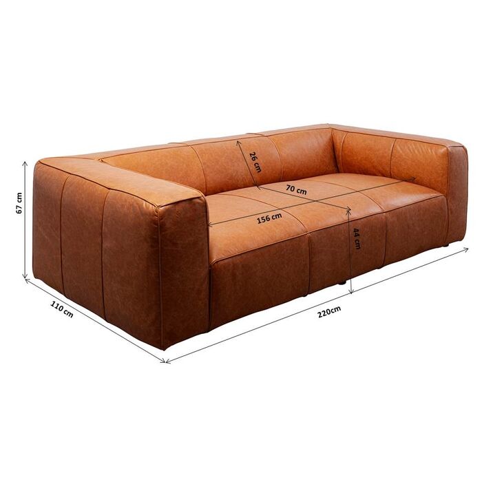 Sofa Cubetto Smart Leder Hellbraun 220cm