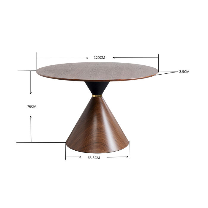 Tisch Cono Walnuß Ø120cm
