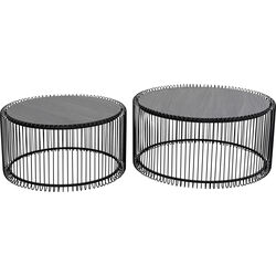 Coffee Table Wire Black  Wood (2/Set)