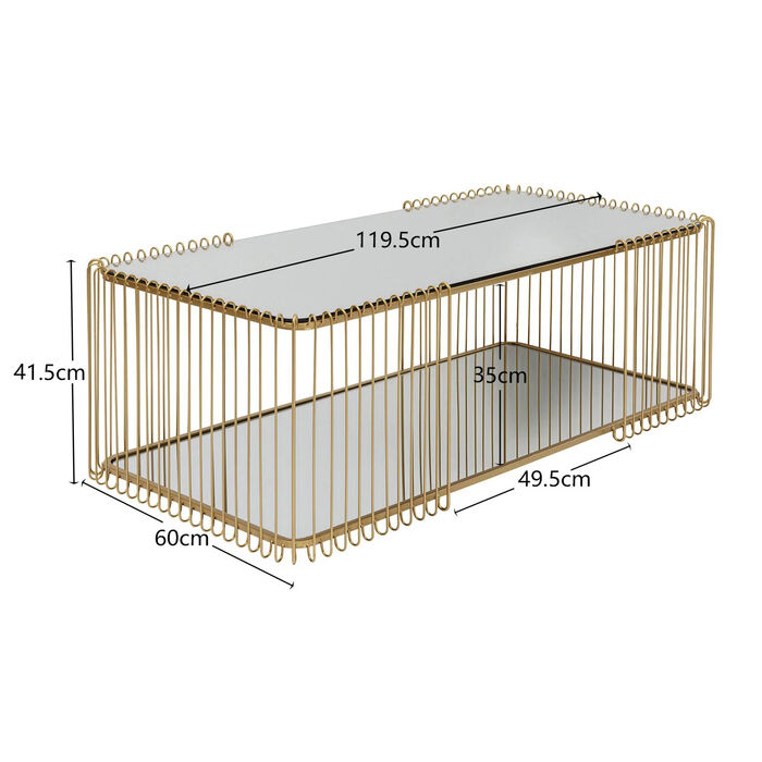 Couchtisch Wire Double Brass  120x60cm