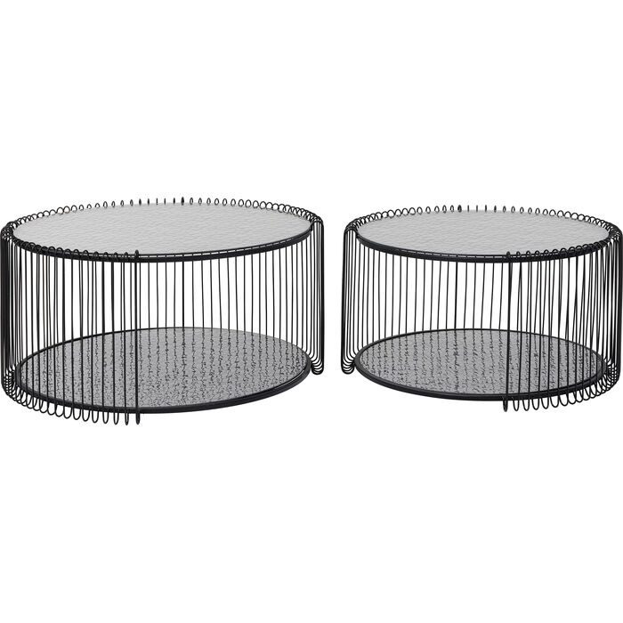 Table basse Wire Double Bubble Noir (2/Set)