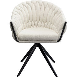 Swivel Chair with Armrest Knot Boucle
