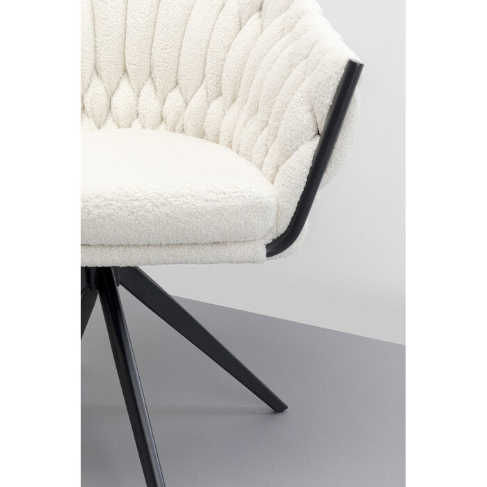 Swivel Chair with Armrest Knot Boucle