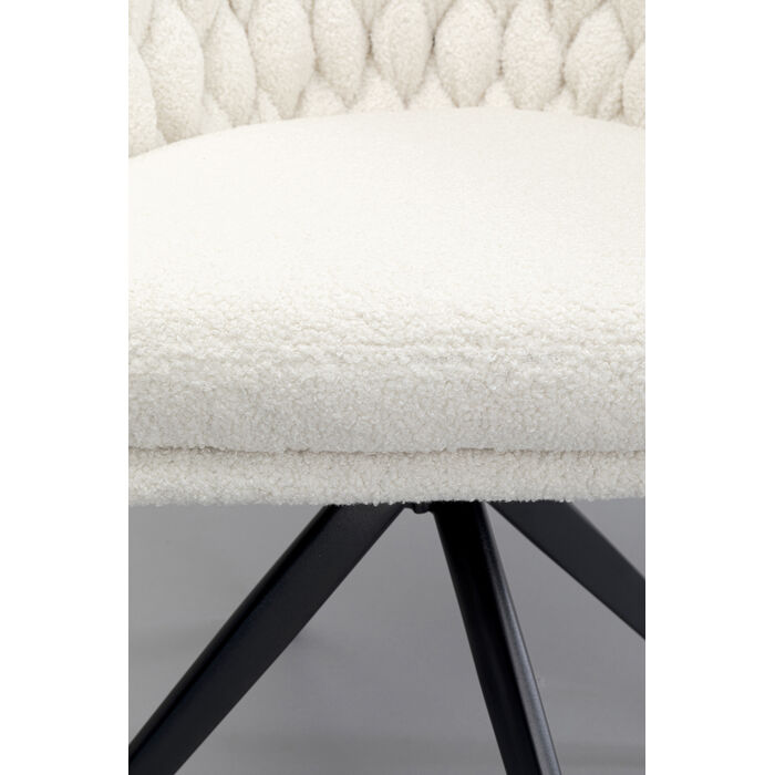 Swivel Chair with Armrest Knot Boucle