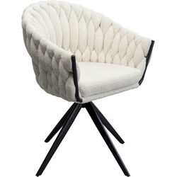 Swivel Chair with Armrest Knot Boucle