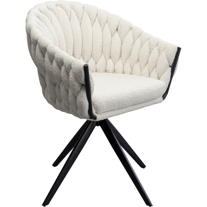 Swivel Chair with Armrest Knot Boucle