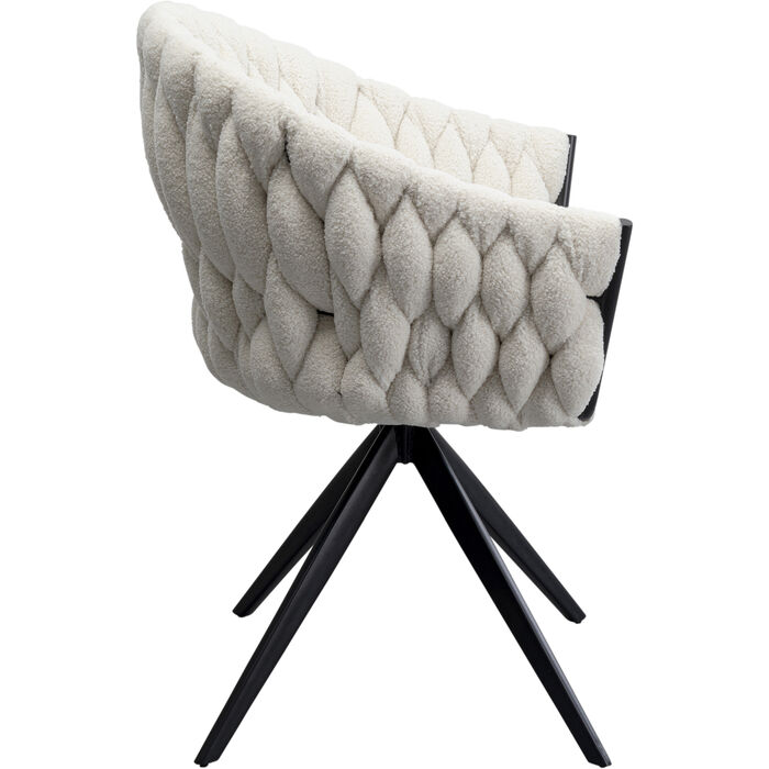 Swivel Chair with Armrest Knot Boucle