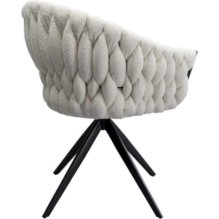 Swivel Chair with Armrest Knot Boucle