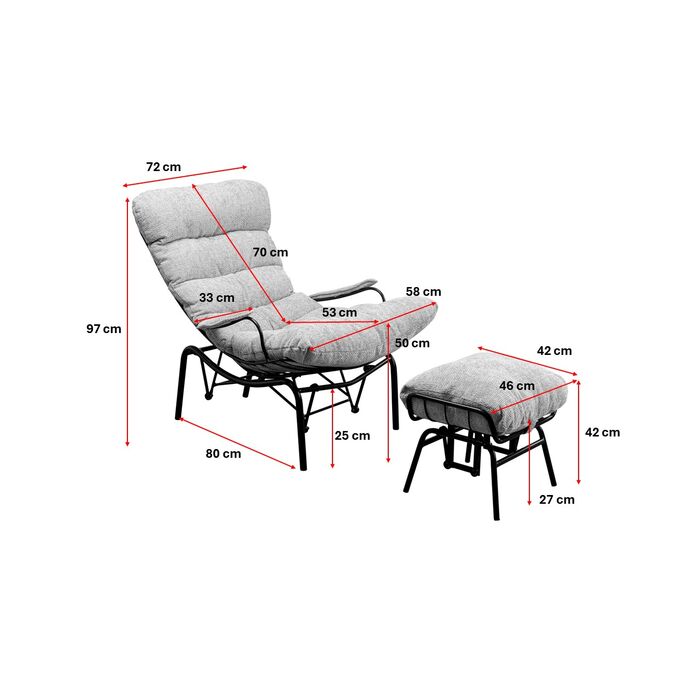 Sessel + Hocker Vienna Swing Grau