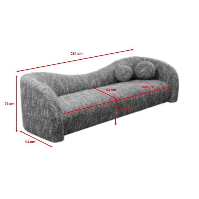 Sofa 3-Sitzer Livia Melange Braun 261cm