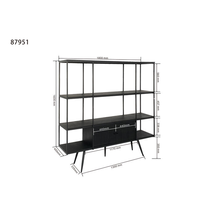 Shelf Cosy Sixties Black 180x183cm