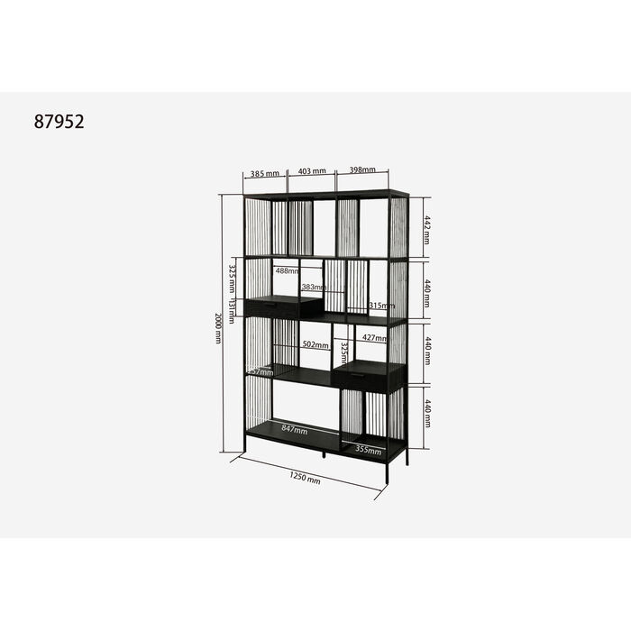 Regal Bologna Schwarz 125x200cm