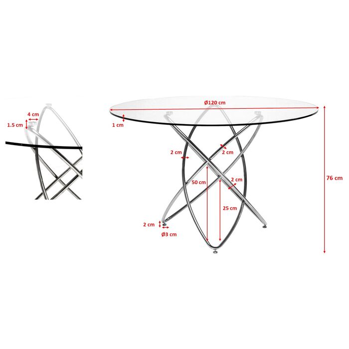 Tisch Molekular Schwarz Marble Glas Ø120cm