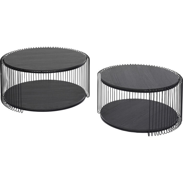 Table basse Wire Double noir bois (2/Set)