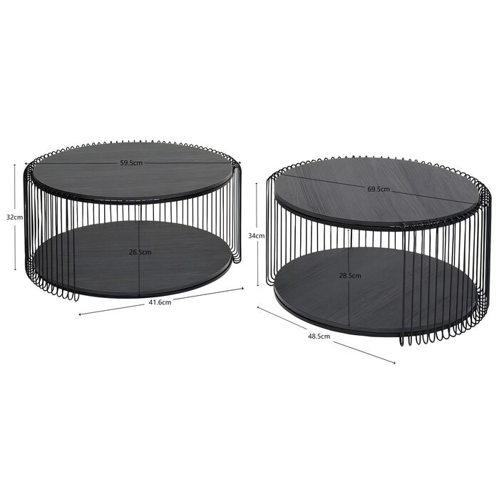 Couchtisch Wire Double Schwarz Wood (2/Set)