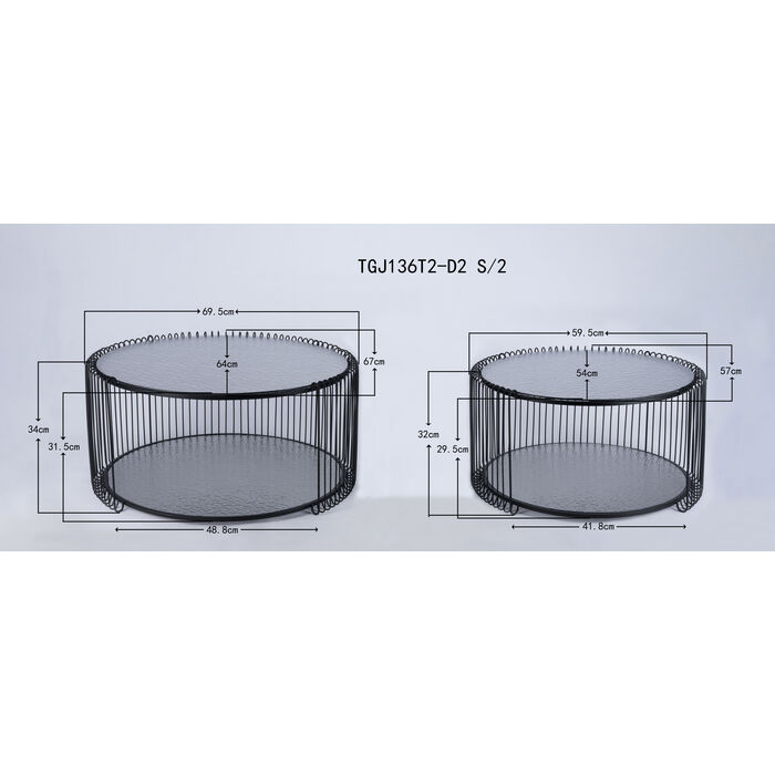 Couchtisch Wire Double Schwarz Wood (2/Set)