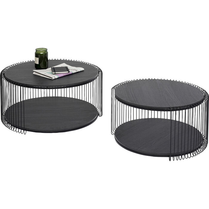 Mesa centro Wire Double Negro Madera (2/Set)