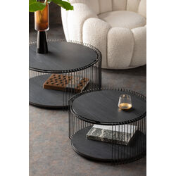 Table basse Wire Double noir bois (2/Set)