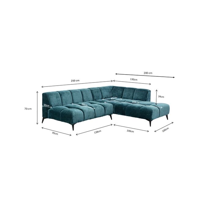 Ecksofa Nia Glam Dunkelgrün Rechts 250cm