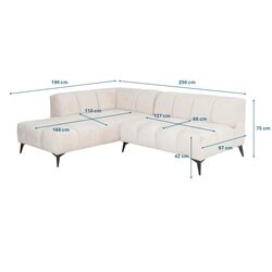 Ecksofa Nia Creme Links 250cm