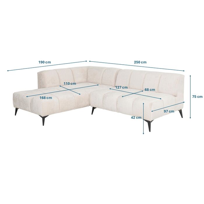 Ecksofa Nia Creme Links 250cm